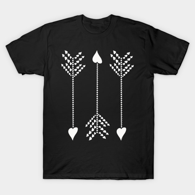 3 Love Heart Arrows Graphic Design in White T-Shirt by DoubleBrush